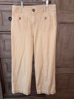 Loft Palmer wide leg crop pants in twill, size 0